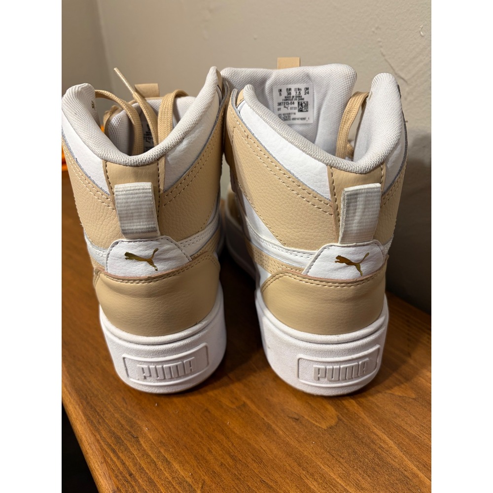 Puma Cali Court Mid Tan White Gold Platform Sneakers 387213-04 Womens 7.5 - Picture 6 of 6